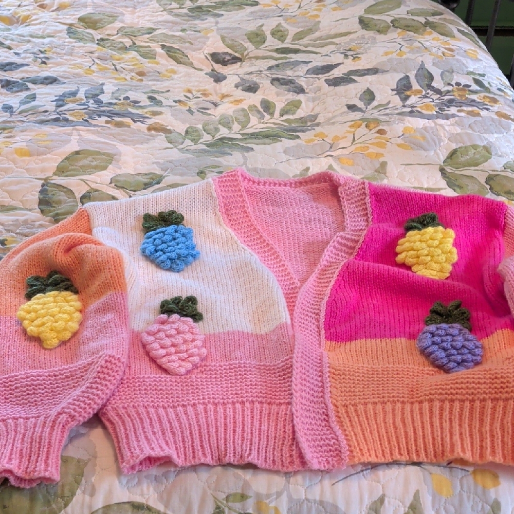 Colorful Fruit-Patterned Women's Cardigan